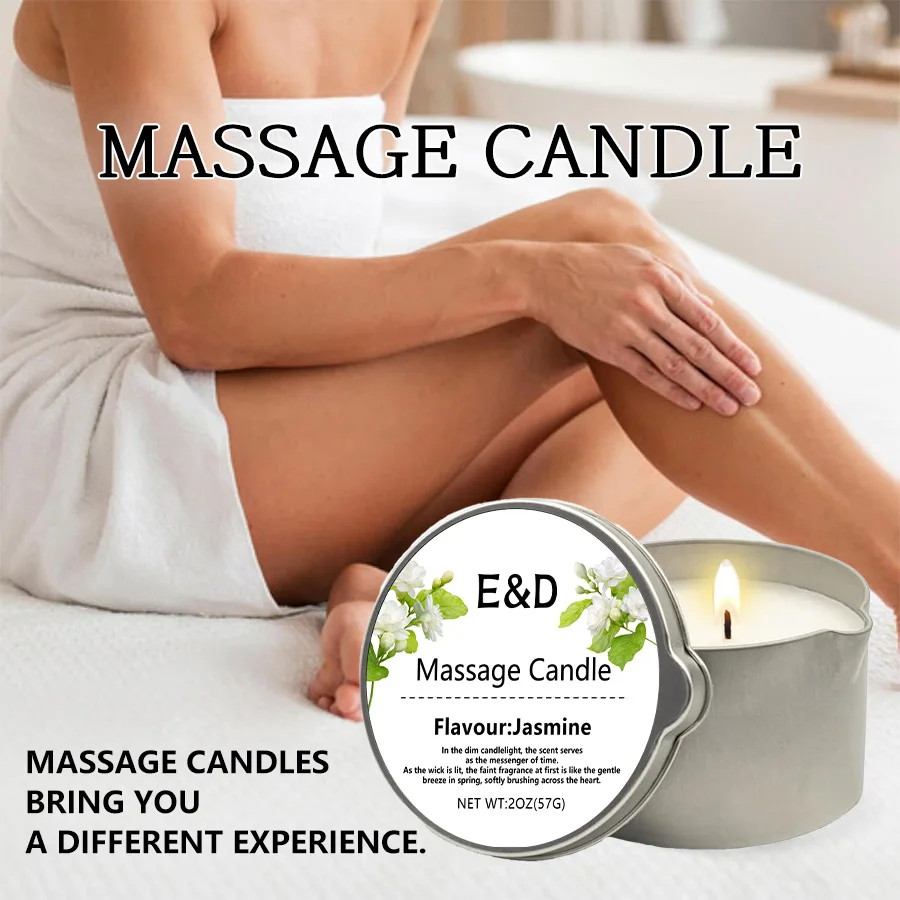 1pcMassage Oil Candle/2oz Massage Oil Candle forPure Relaxation and Home SPA scented Home Body Oil aromatherapy Candle, jasmine
